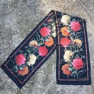 Bill Blass Vintage Scarf(Blk Floral) E-3